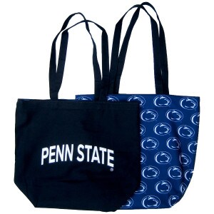reversible tote navy with Penn State, inside repeating Athletic Logos